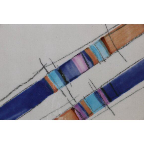 Vtg 1978's Rectangle Ceramic Serving Tray Display Art Abstract Design Studio Art - Picture 2 of 10